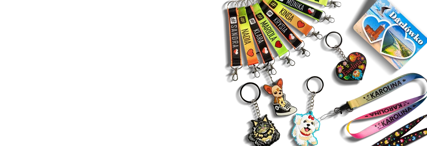 kolorowe artykuły pamiątkowe ze stojakiem ekspozycyjnym